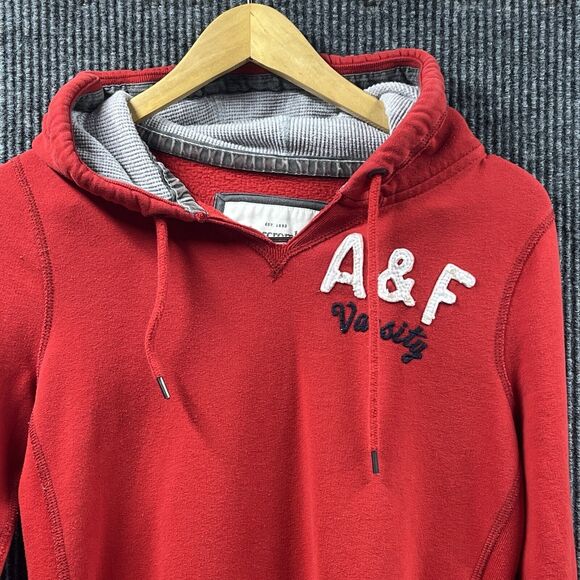 Abercrombie & Fitch NY Hoodie Sweatshirt Women Large Red Pullover Activewear Top - Picture 3 of 15